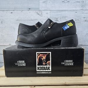 Kodiak Paige Industrial Slip On Shoes Black Leather CSA Steel Toe Size 7